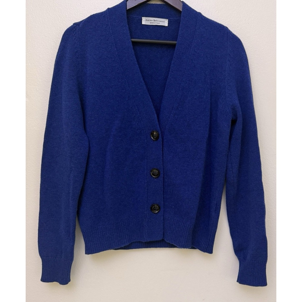 Amina Rubinacci Cashmere Blend Sweater Cardigan‎ Italy Made Women Sz 44